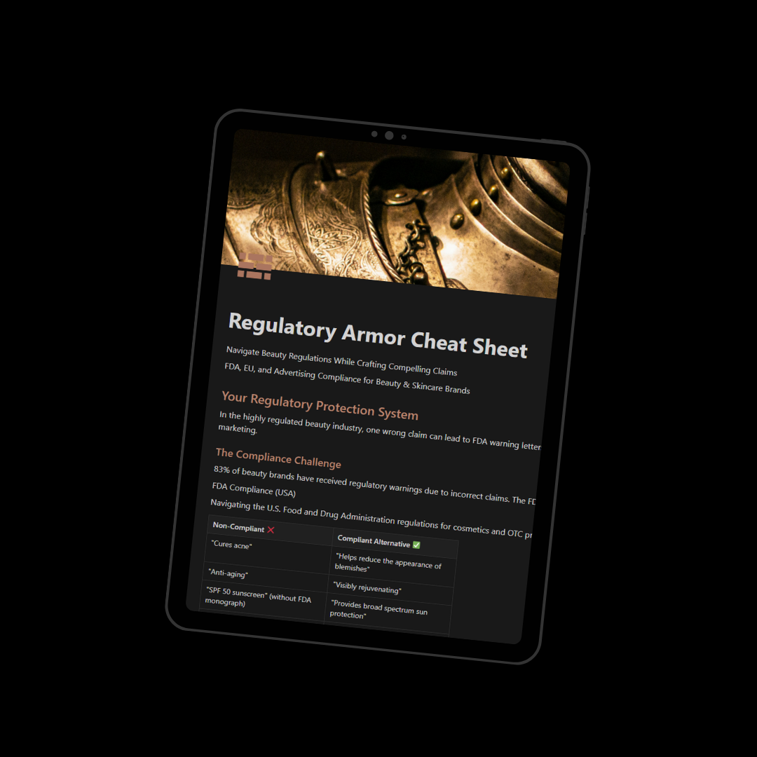 Text displaying 'Regulatory Armor Cheats Sheet'